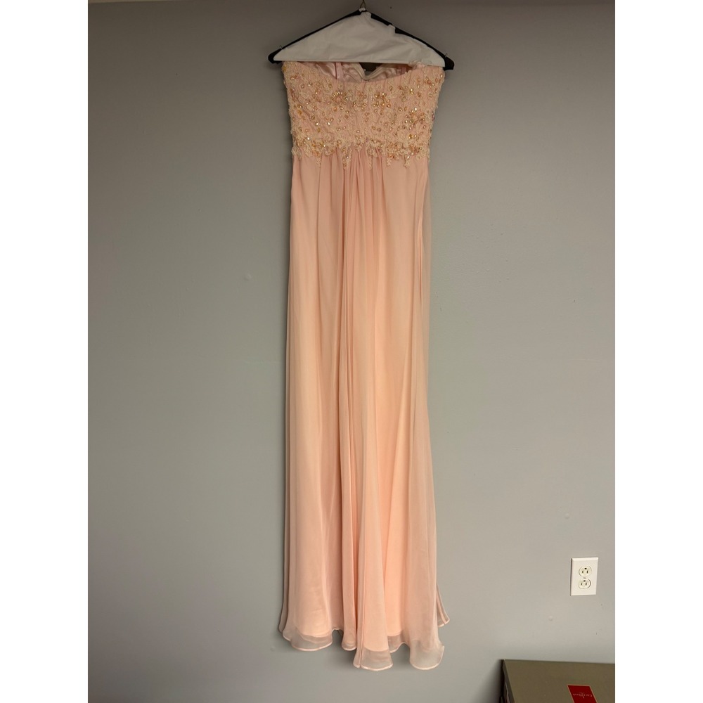 La Femme Pink Chiffon Embellished Sweetheart Neckline Formal Evening Gown 4 - Picture 2 of 5